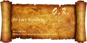 Orián Kötöny névjegykártya
